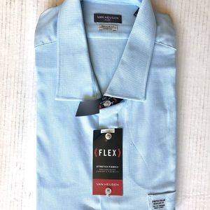 Van Heusen Men’s Flex Regular Fit Dress Shirt, Aqua, 2XL, 18 1/2- 34/35